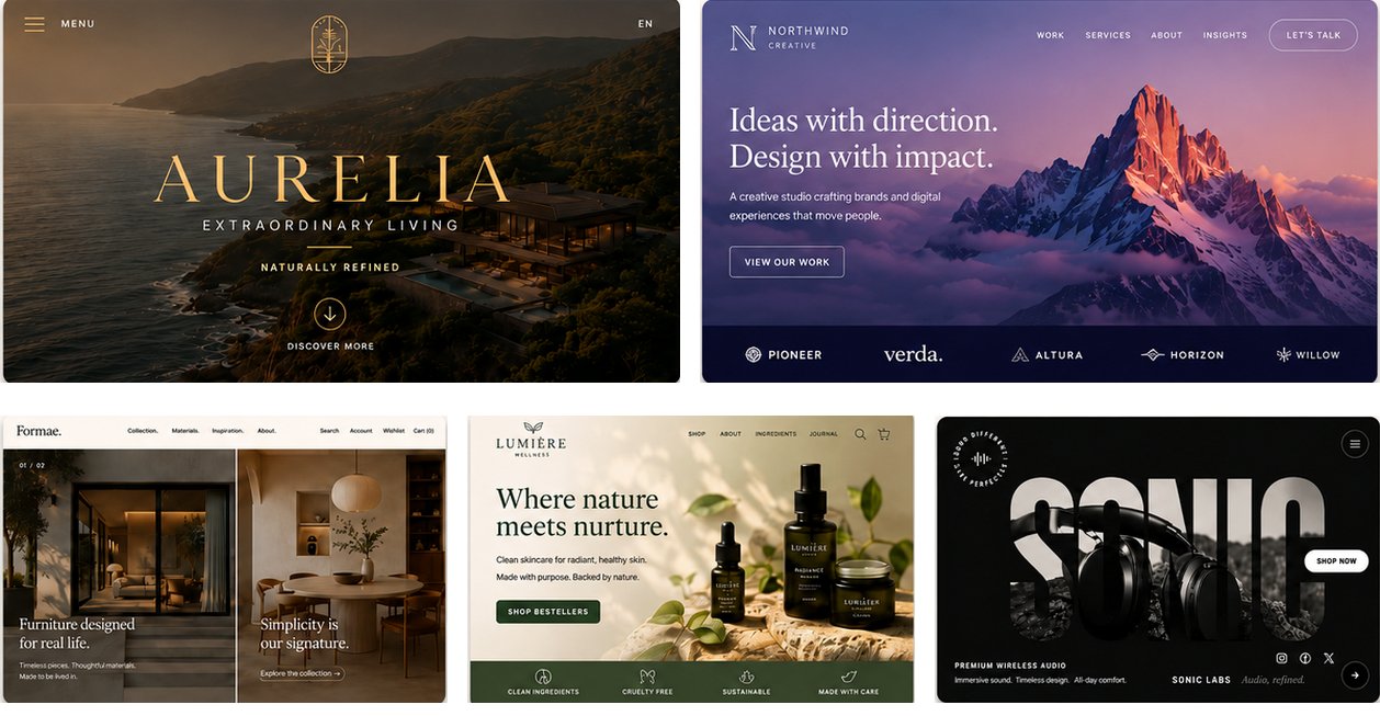 Five website design examples